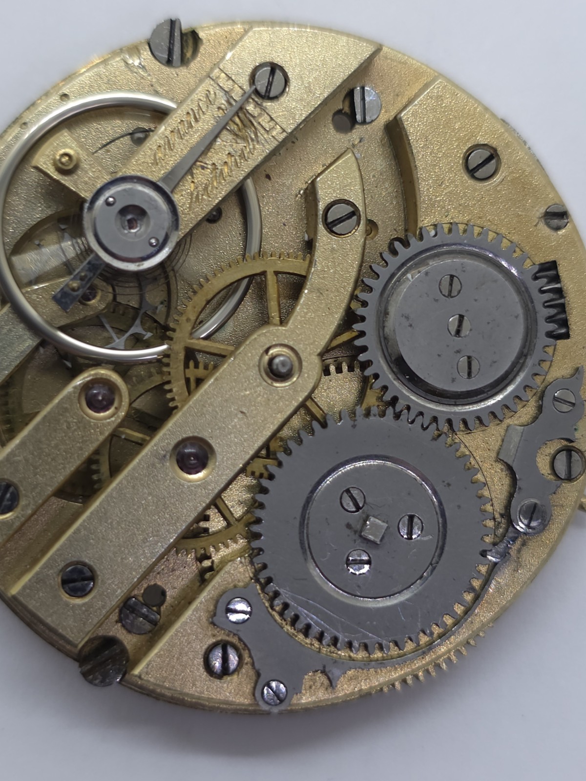 Vintage Pocket Watch Movement Cylinder Sub Second Main Spring Parts