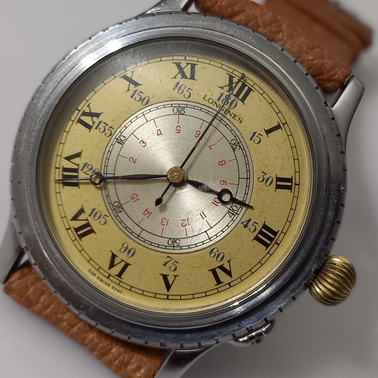 18k/Steel LONGINES Lindbergh Hour Angle Cal L 628.1 Ref 628.5240 (Bezel Missing)