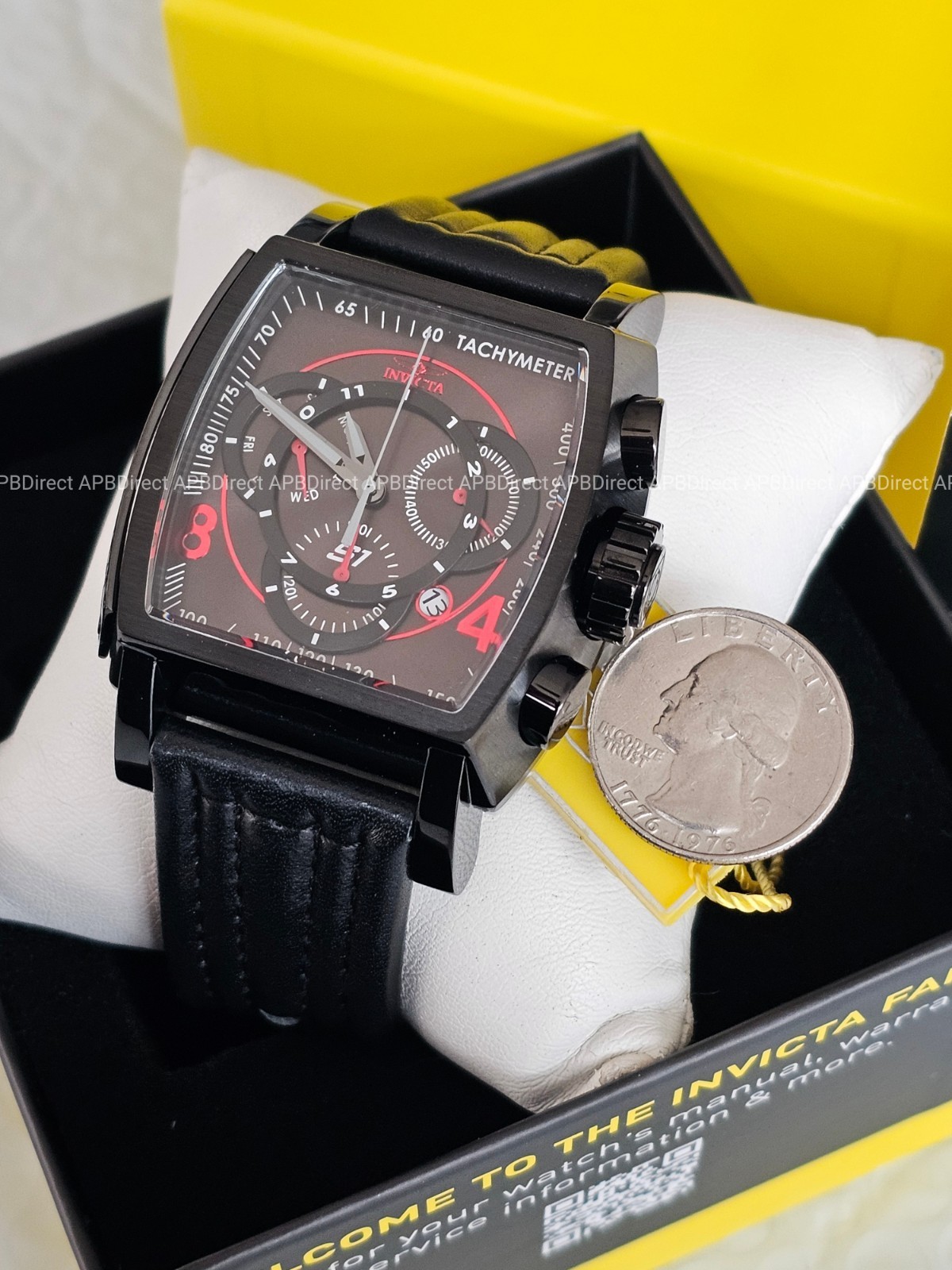 Invicta – S1 Rally – Swiss Z60 Chronograph Black / RED – Leather Mens Watch