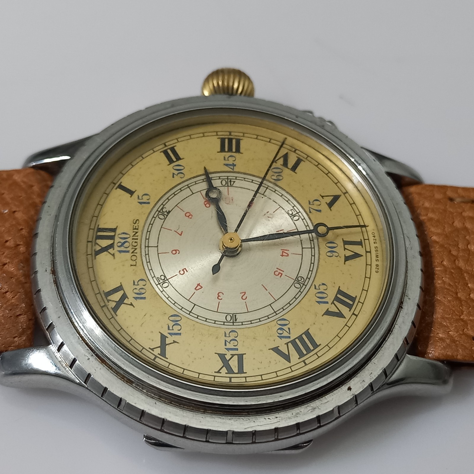 18k/Steel LONGINES Lindbergh Hour Angle Cal L 628.1 Ref 628.5240 (Bezel Missing)
