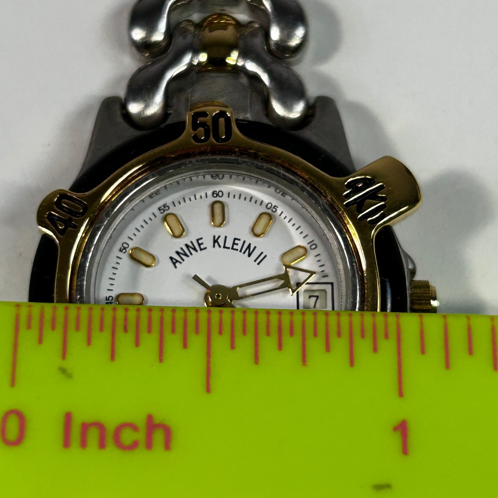 Anne Klein II Vintage Watch Set Two Tone Leather Strap 4 Interchangeable Bezels
