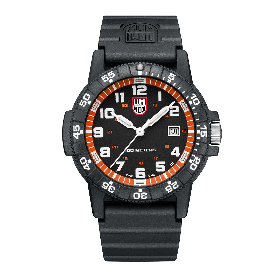 Luminox Men’s 44mm Leatherback Sea Turtle Orange Black Dial Watch XS.0329.1