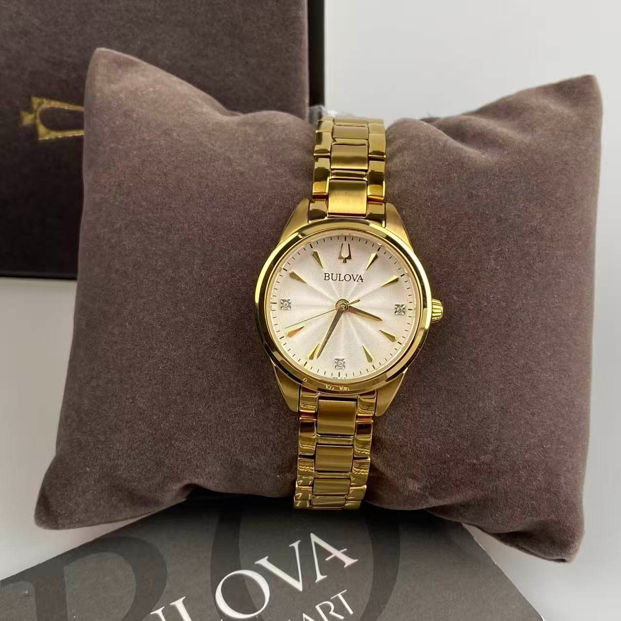 Bulova 97P150 Sutton White Diamond Dial Stainless Steel Women Quartz Watch 28mm
