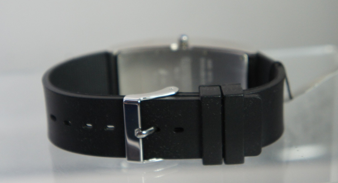 Jules Jurgensen A011B SilverTone Black Dial Crystal Bezel Strap Buckle Watch NIB