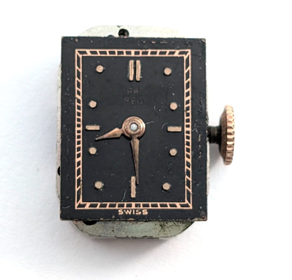 Vintage GIRARD PERREGAUX 17j Black Dial Ladies Watch Movement 11mm PARTS REPAIR