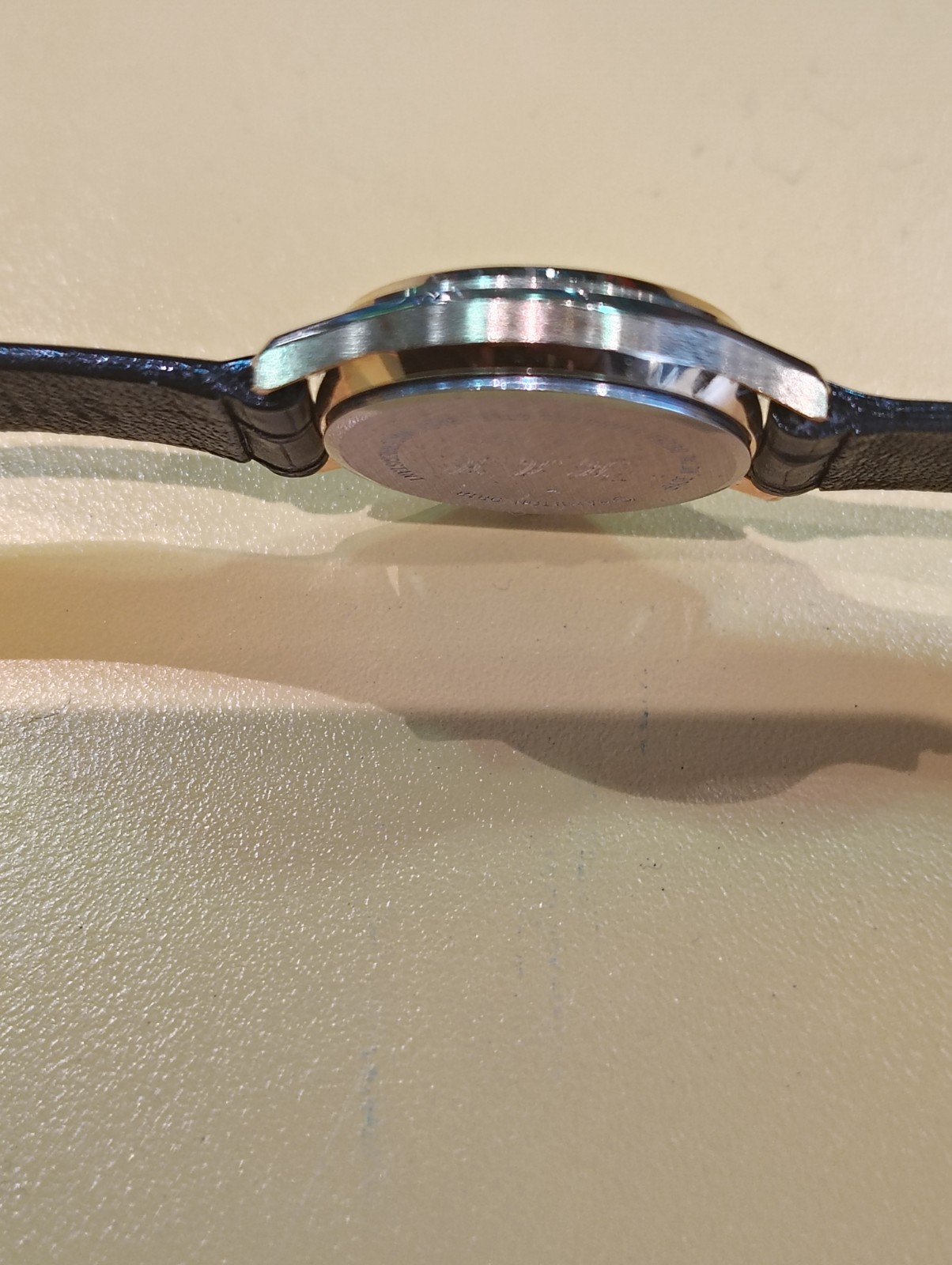 Hamilton Boumi Quartz 26mm Gold Plated Case Silver Dial Black Leather Date