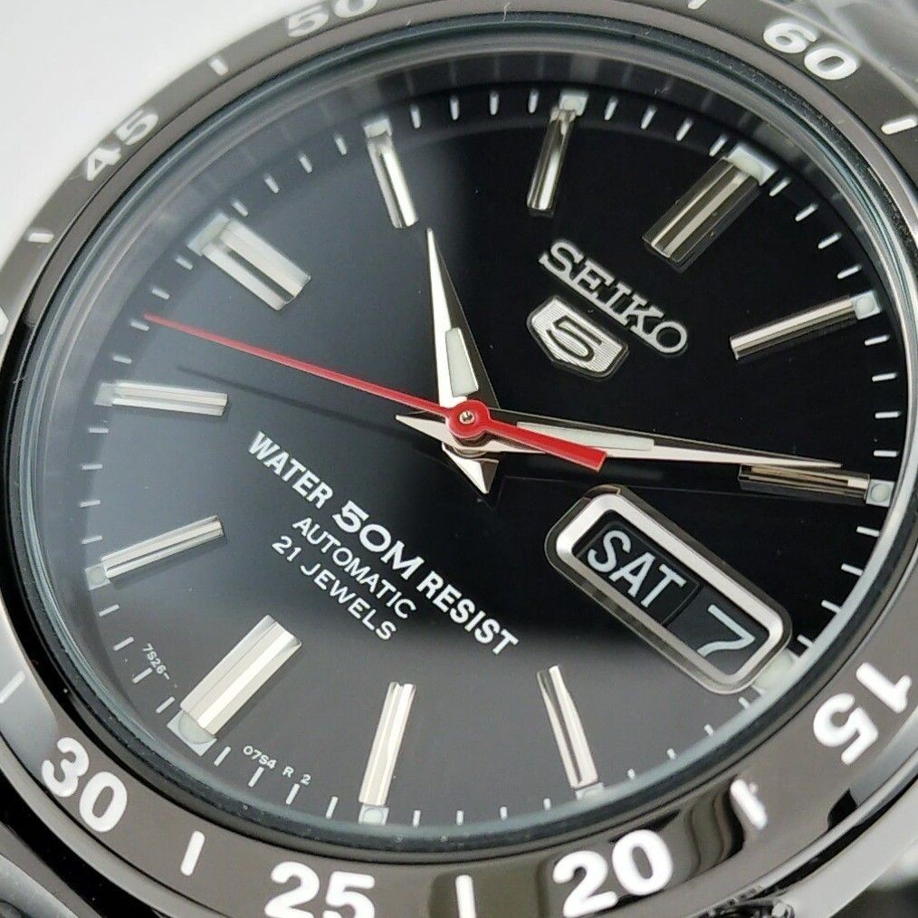 New With Overseas Reverse Import SEIKO5 Seiko Five IP Black Skeleton Day Date Au