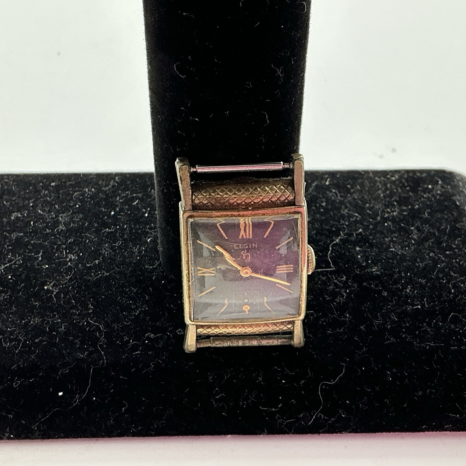 Vintage Elgin 10K Rose Gold Filled Black Faced Wristwatch