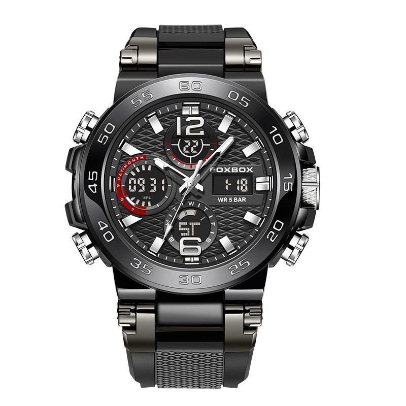 FOXBOX Business Watch Double Display Multi-functional Silicone Luminous Sports