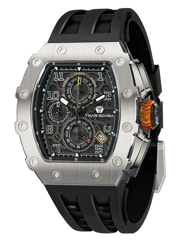 Watch for Men Luxury Brand Tonneau Design Waterproof watch Stainless Steel Wrist