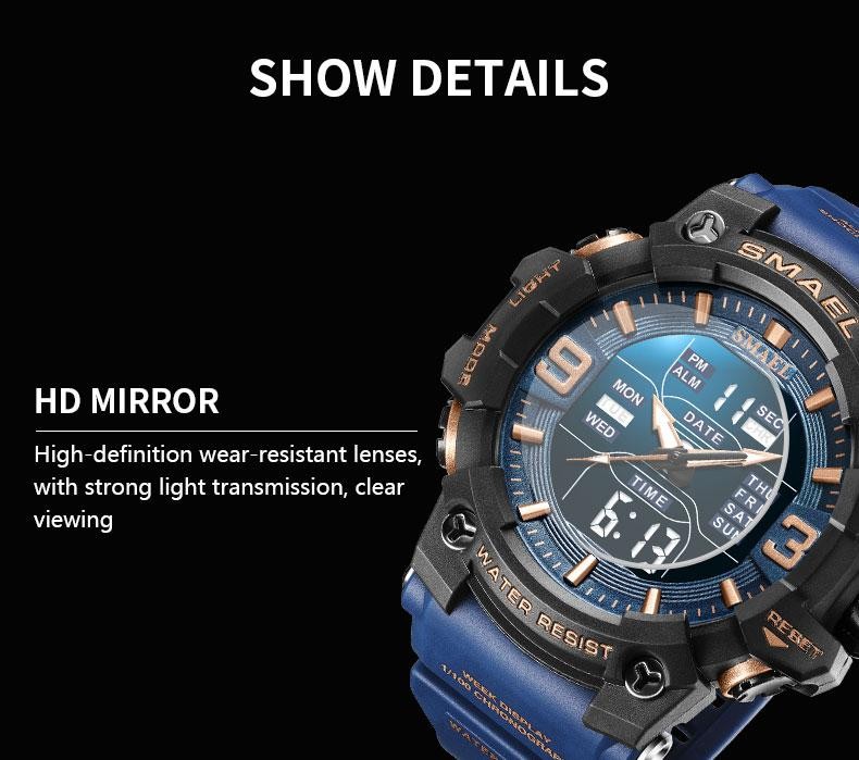 SMAEL 8049 Men’s Sport Watch Dual Display LED Quartz Waterproof 50M Alarm