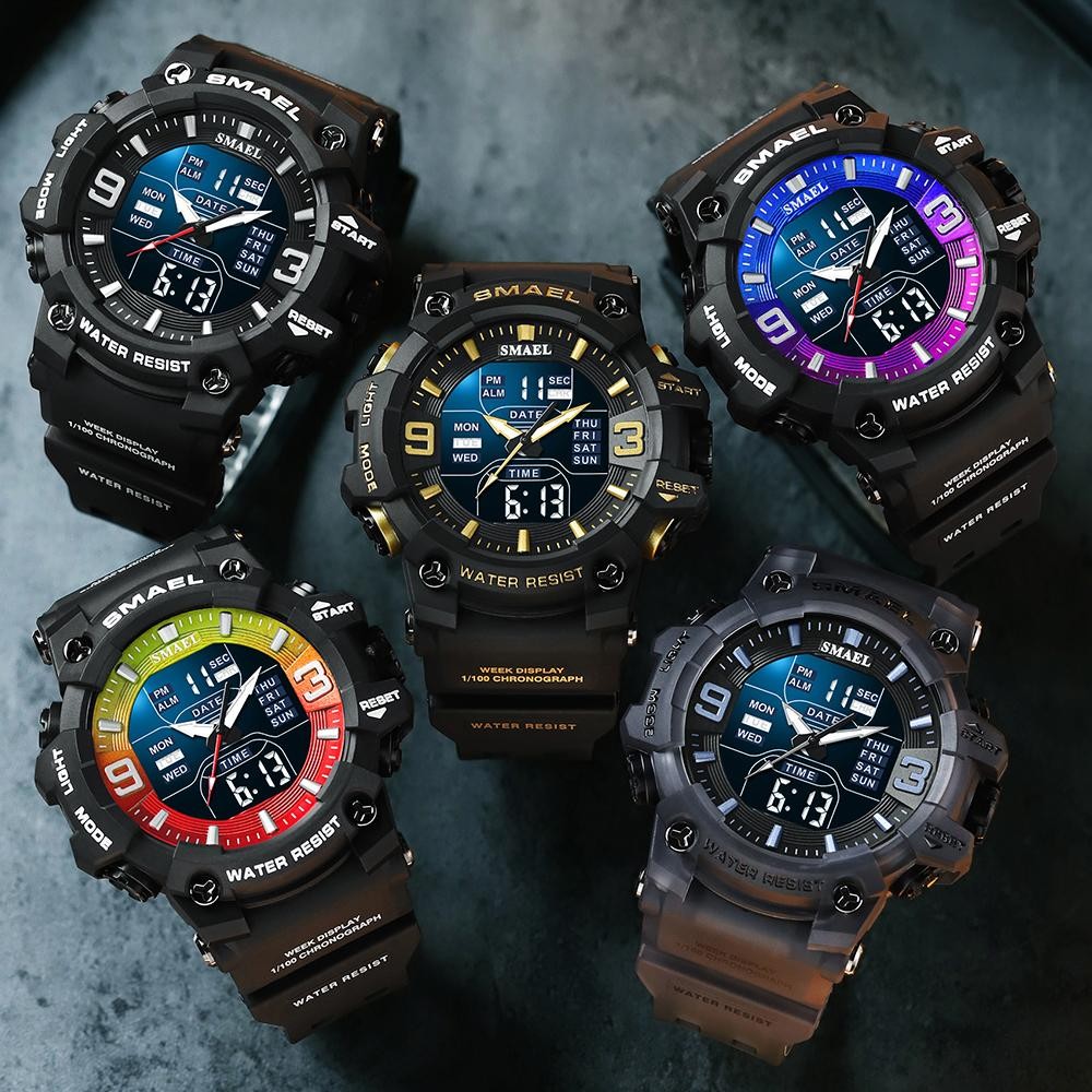 SMAEL 8049 Men’s Sport Watch Dual Display LED Quartz Waterproof 50M Alarm