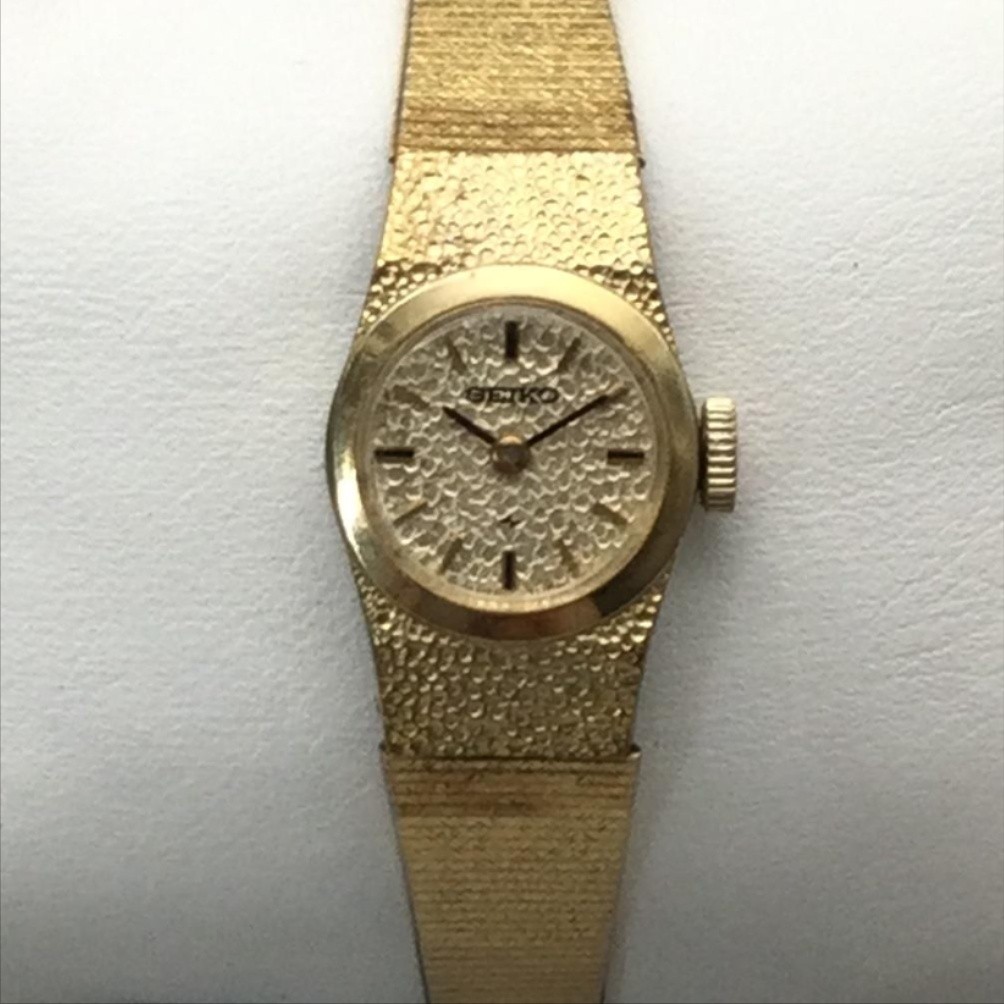 Vintage Seiko Womens Watch 16mm Champagne Dial Gold Tone Manual 11-0459 6.5″