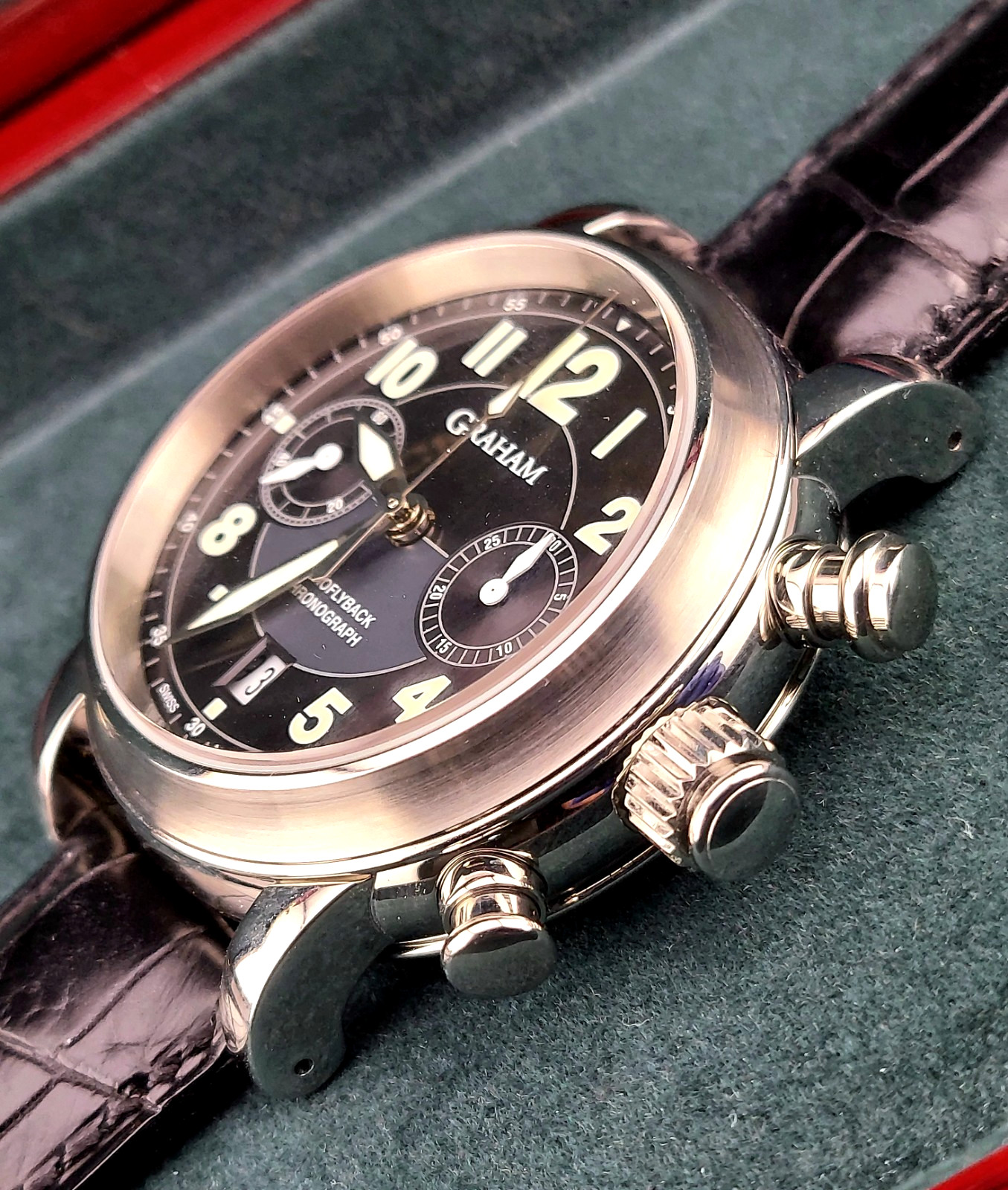 New Unworn Graham Aero Flyback Men’s Swiss Chronograph Watch Full Set Box Papers