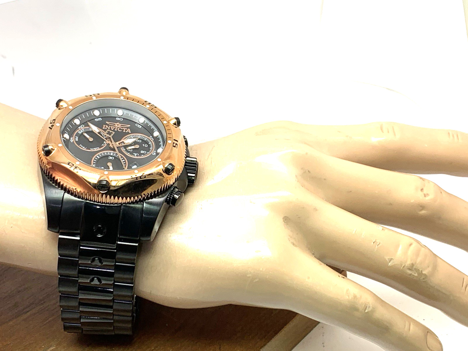 Invicta Men’s Watch 31613 Pro Diver Quartz Black Steel Rose Gold Bezel 51mm