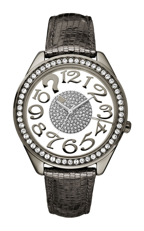 GUESS W13096L2 CLEARLY QUIZ Women’s Watch Leather Strap Gray