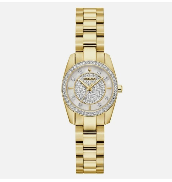 Bulova Classic Gemmed Diamond Stainless Steel Quartz Women’s Watch – 98L315