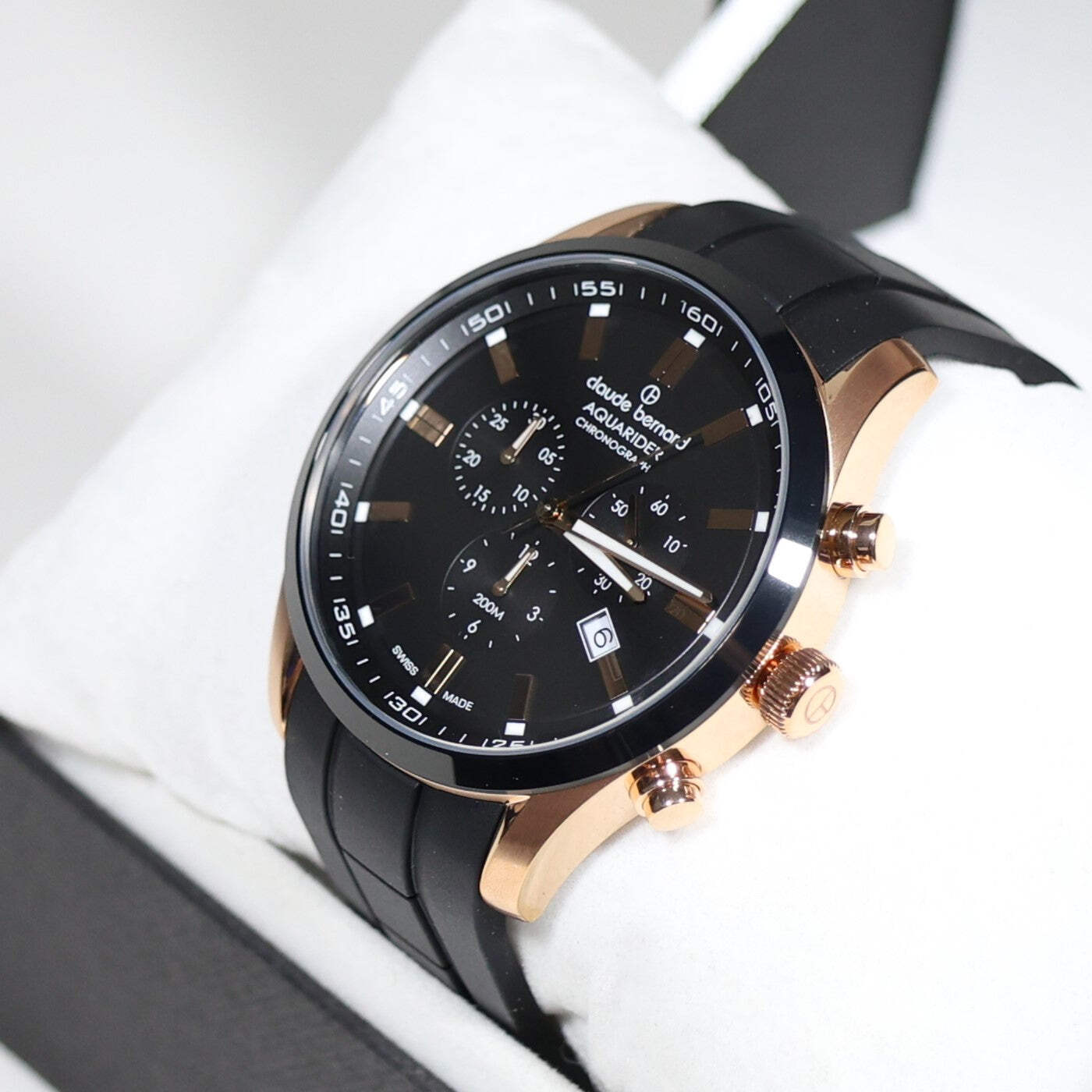 Claude Bernard Black Dial Rose Gold Tone Men’s Chronograph Watch 10222-37RNCA-NI