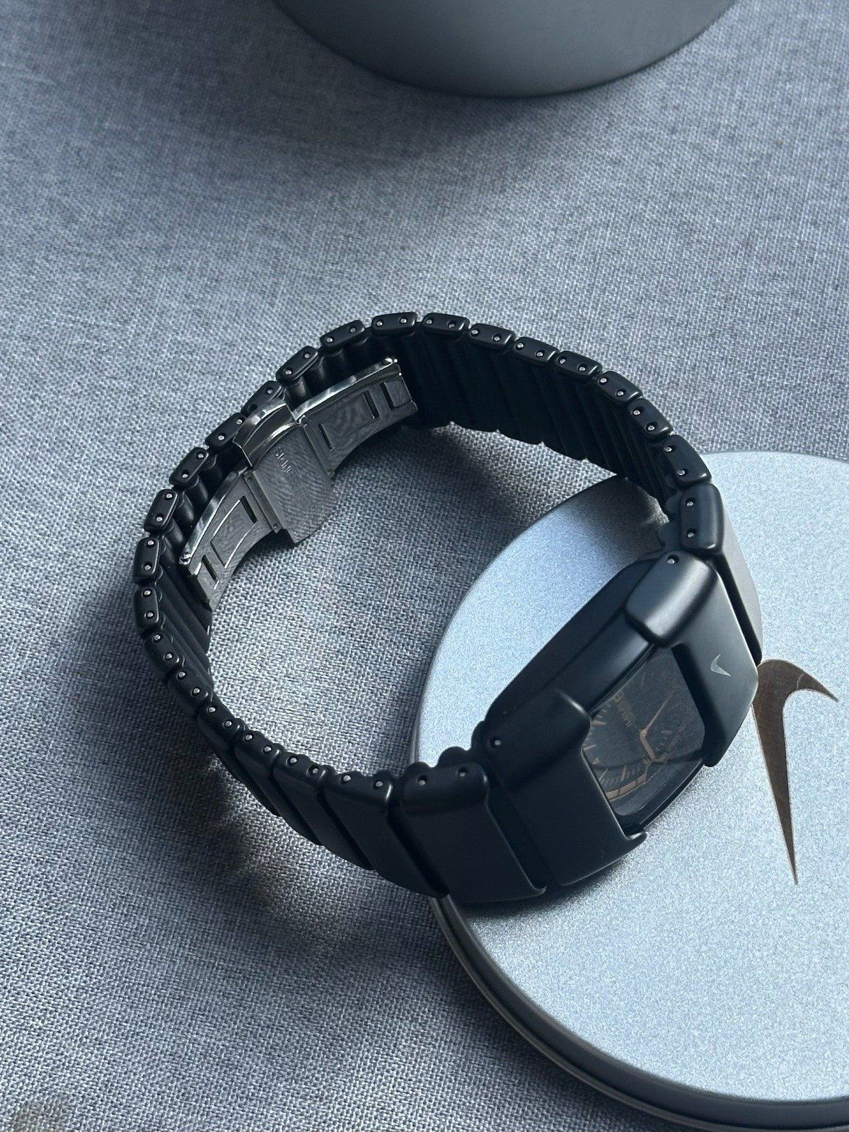 Nike D-Line Matte Black Analogue Circle Watch with Orange Dial