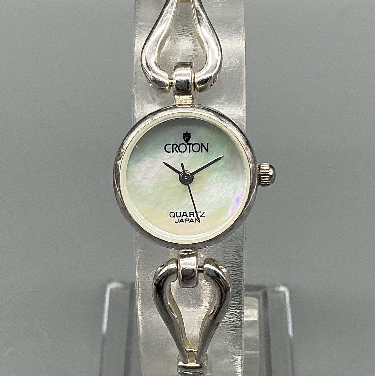 Croton Womens Watch 18mm White MOP Dial Sterling Silver Bracelet New Battery 7″