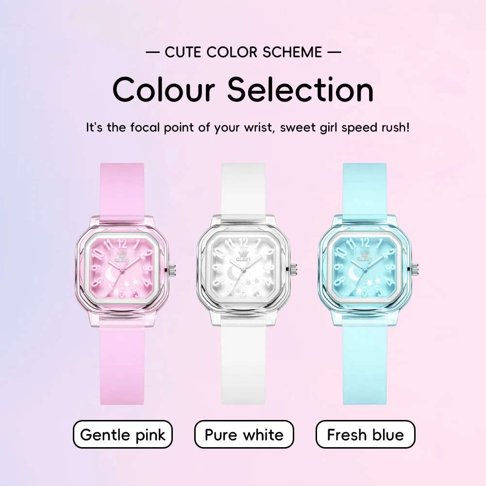 OLEVS Colourful Girl’s Quartz Watch Luminous Wristwatch for Kids Students