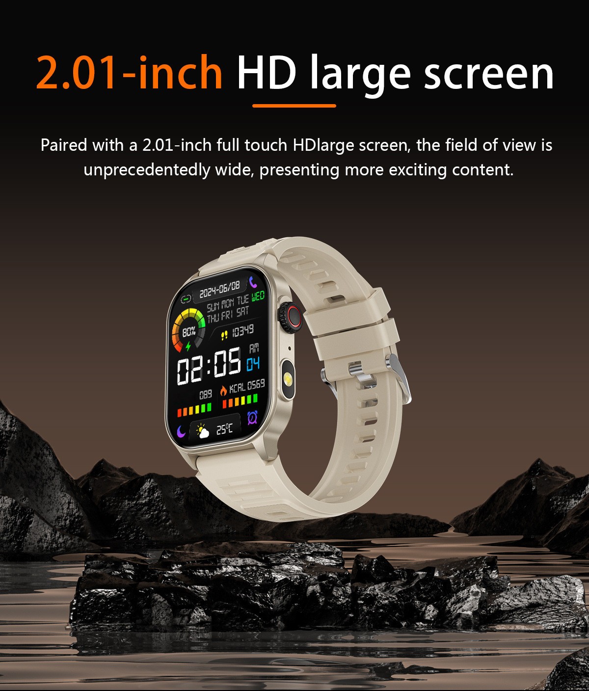 Men Smart Watch 2.01» Rectangle Sport Watch Health Monitor Call Reminder Watch