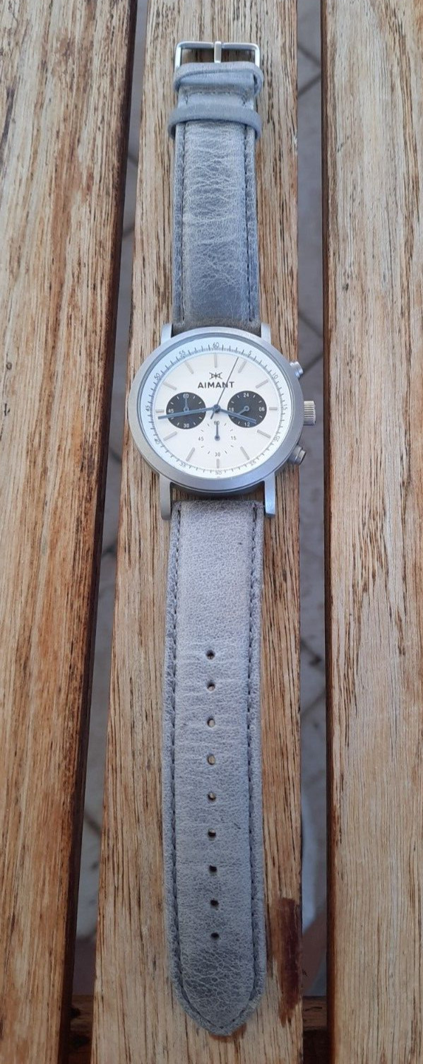 Aimant Earth Tokyo Gray Silver Chronograph Quartz 42 mm w Gray Leather Unisex