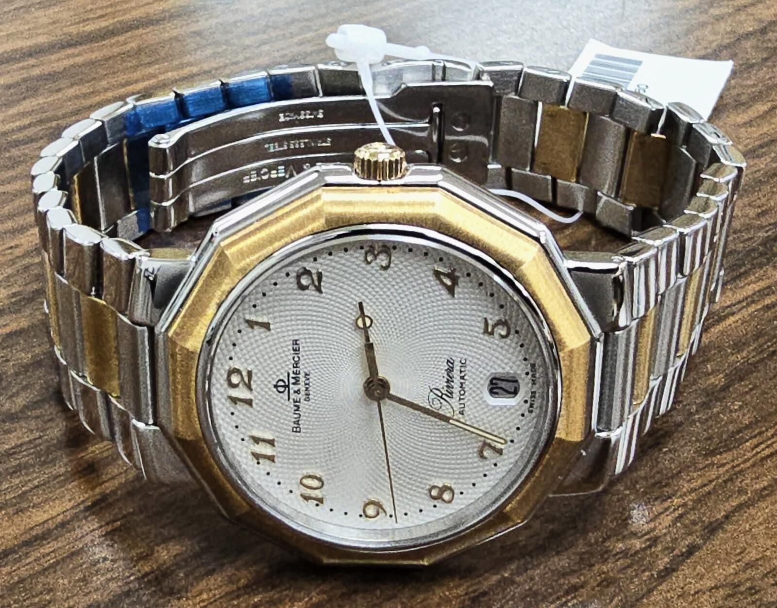 BAUME & MERCIER Riviera 36mm 18K Gold On Steel Watch MOA06660 – STORE DISPLAY