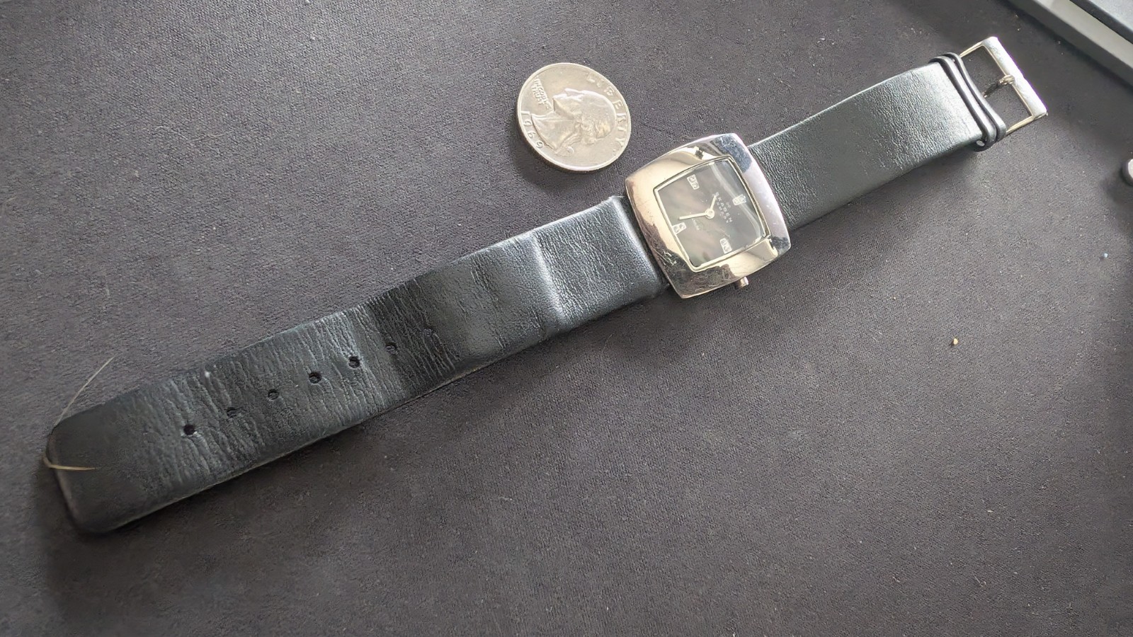 Skagen 570STLB Quartz Titanium Black MOP Leather Womens Watch