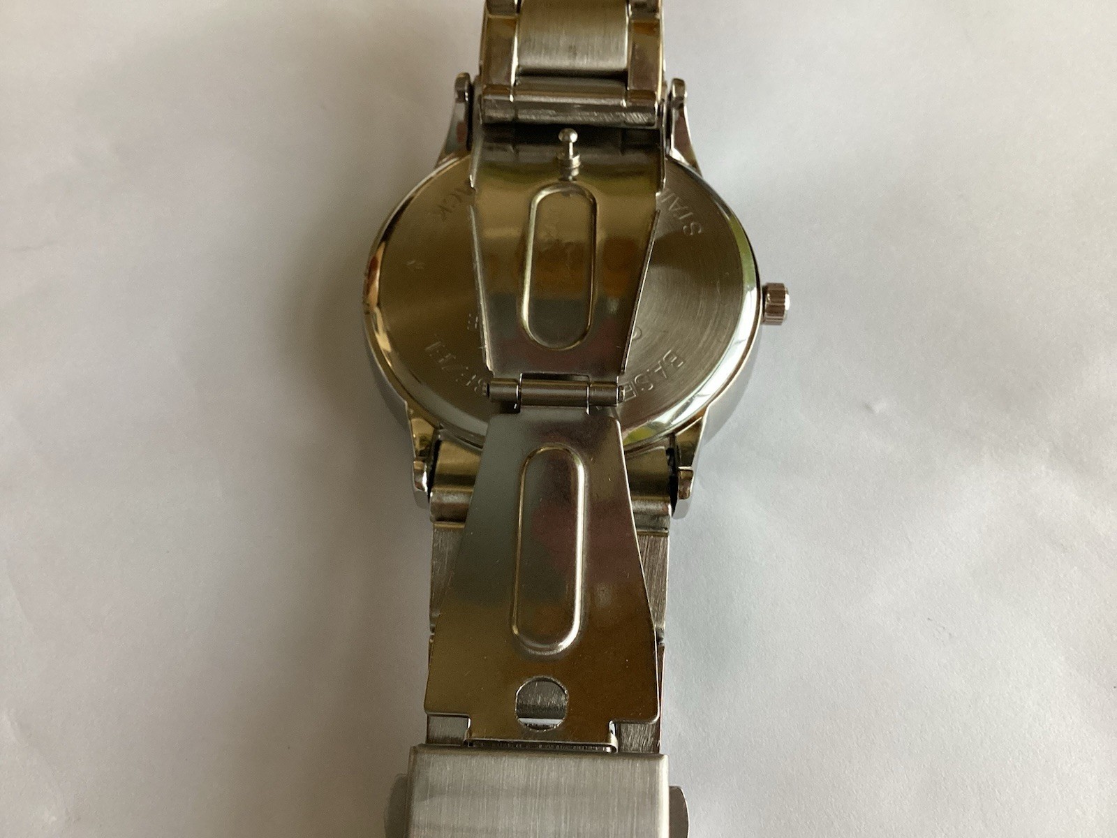 Chrome Mens Watch 42mm Silver Tone Black , Dial Stainless Steel w New Battery