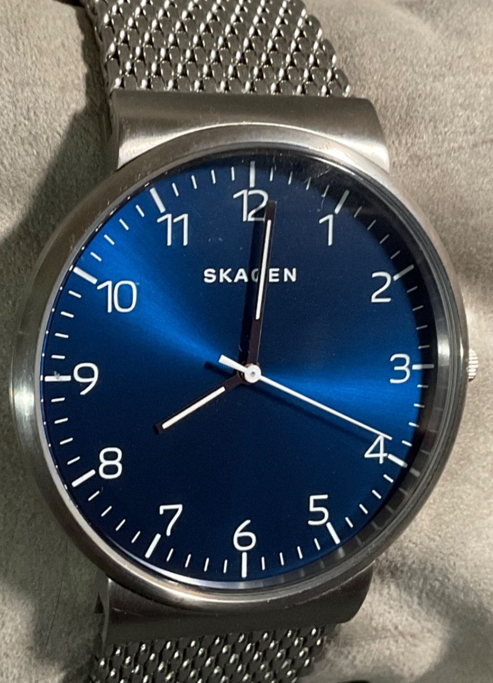 SKAGEN SKW6164 MENS 40mm STAINLESS STEEL WATCH BLUE DIAL NEW BATTERY EXCELLENT