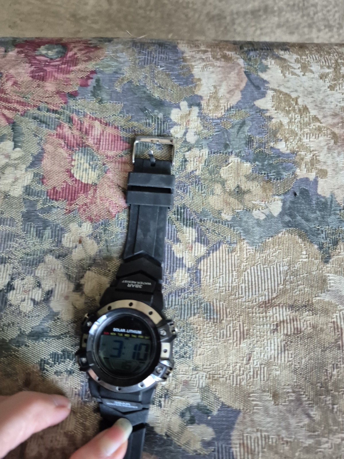 Digital Solar Lithium Watch AW 91-754 3BAR Water Resistant Black Sport Running