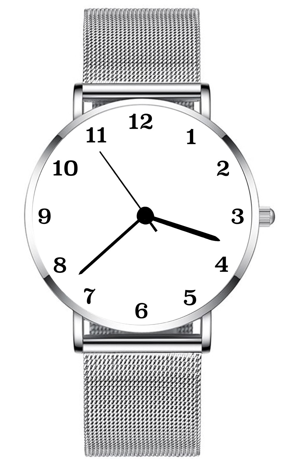 Personalized custom Logo Pic Photo NEW 40mm Watch SLIM Silver Black Mesh band