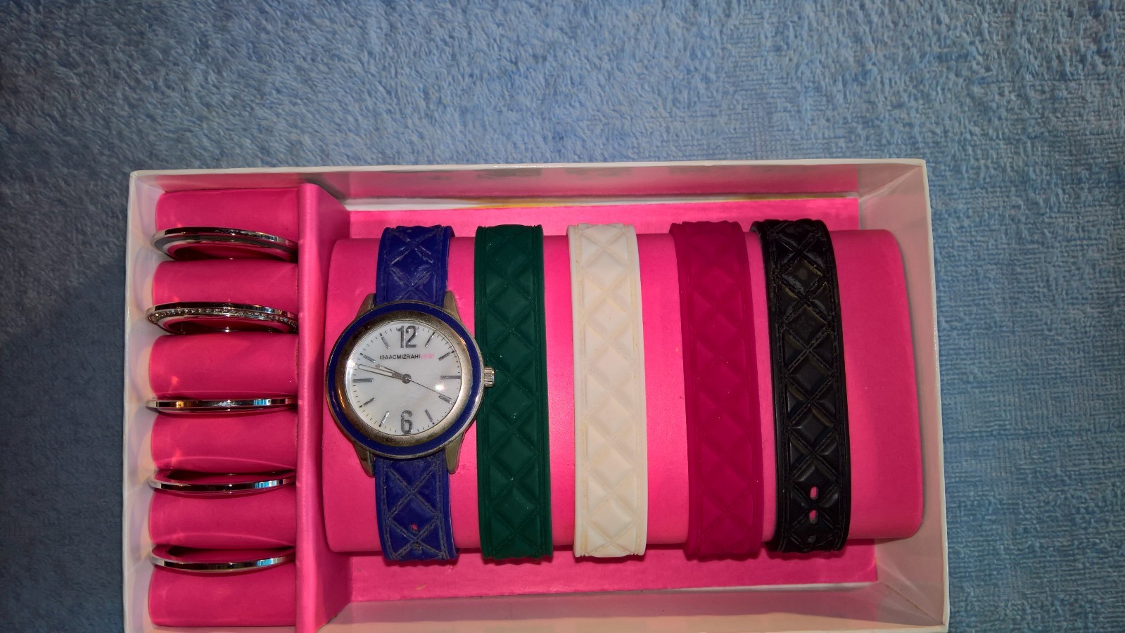 Isazac Mizrahi Live! women’s watch set 5 bands, 6 bezels, assorted colors