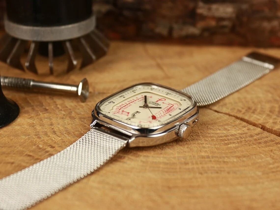 Pulsometer Ex Rare OLD stock Russian USSR medical wrist watch Slawa Slava NOS!!