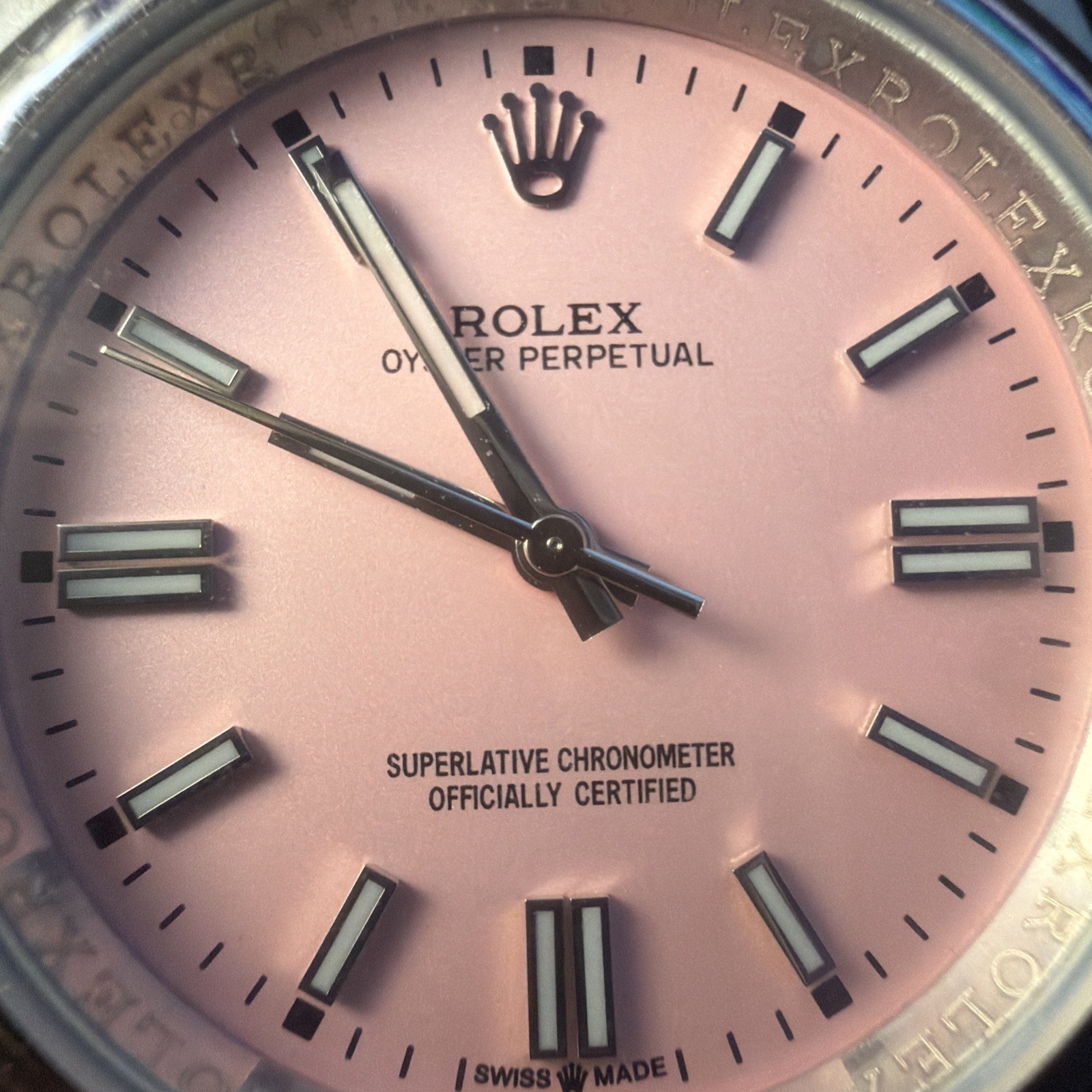 Rolex Oyster Perpetual 34mm Candy Pink Dial Steel Automatic Watch 5500 Year 1968