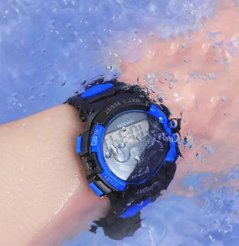 Kids LED Digital Watch Colorful Waterproof Alarm watch Boys Girls Luminous Wrist