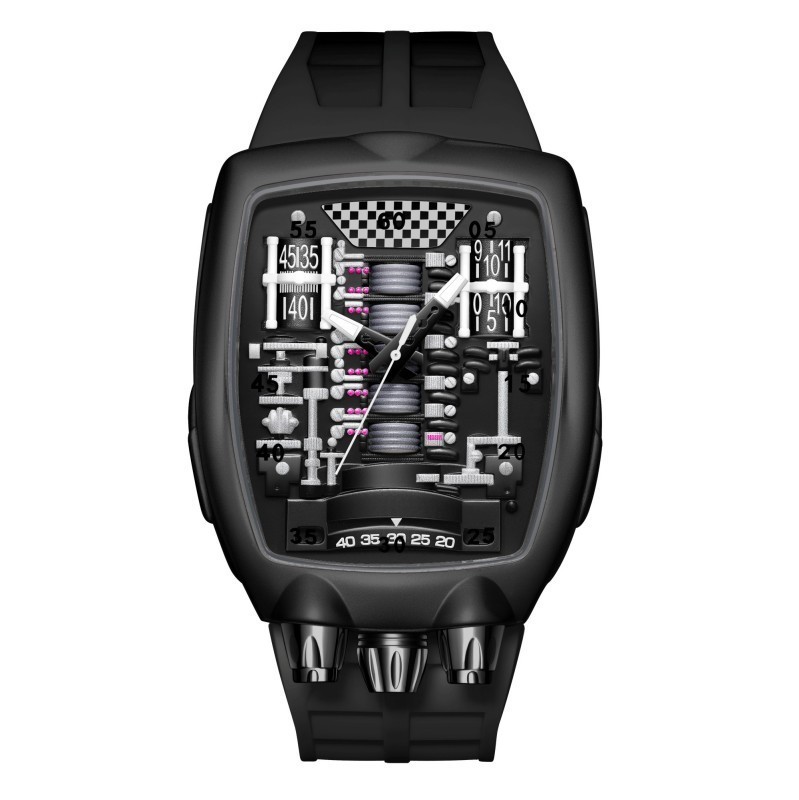 Sports Car Engine Design Quartz Men’s Watch Unique Transparent Case 3ATM