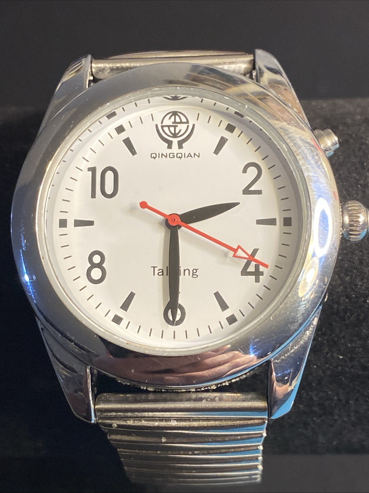 Talking Watch for Blind Male Voice Atomic Time Silver Expansion Band