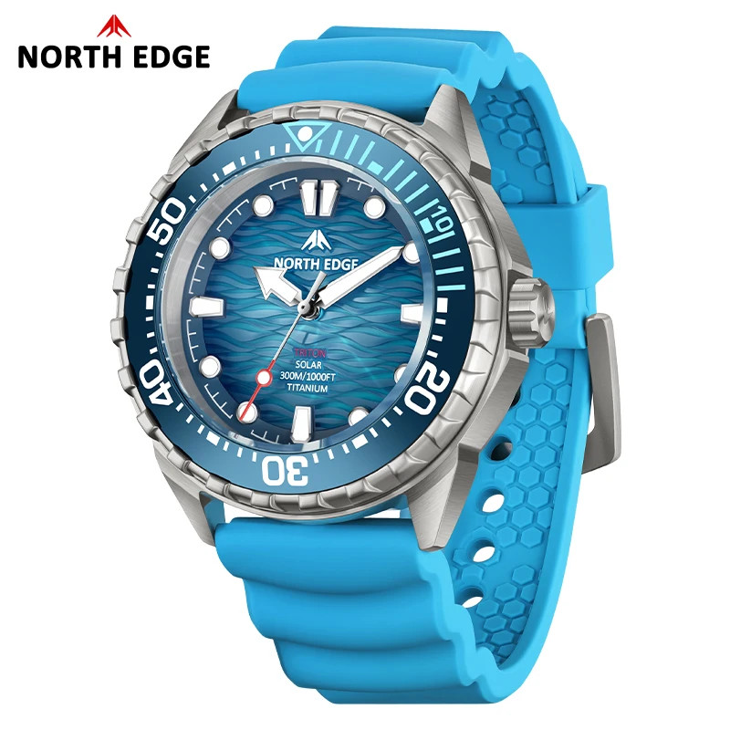 TRITON-TI Titanium Stainless Solar-Powered Diving Watch Luxury Quartz Watches fo