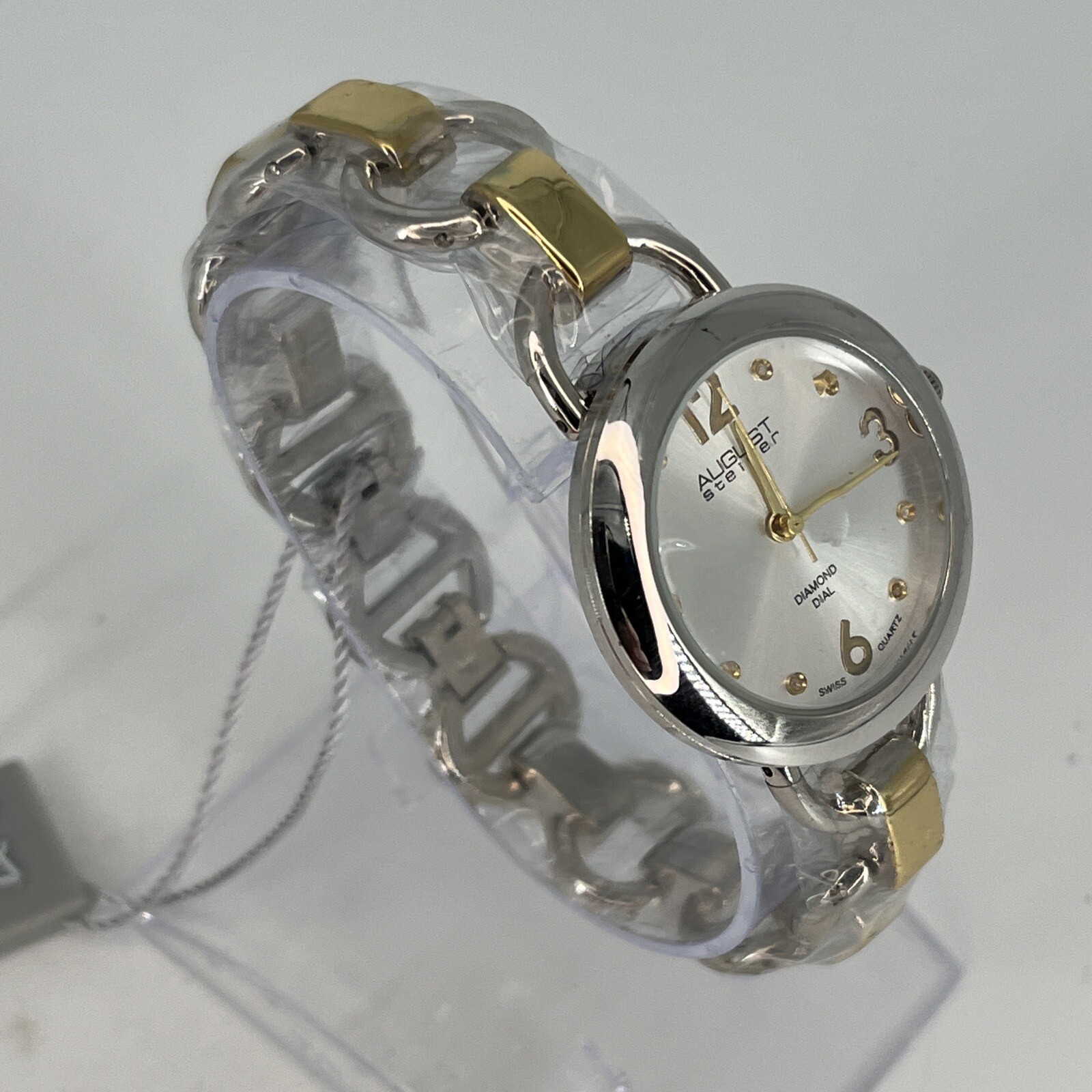 August Steiner Women’s Watch AS8132 Swiss Diamond Markers Silver & Gold Tone