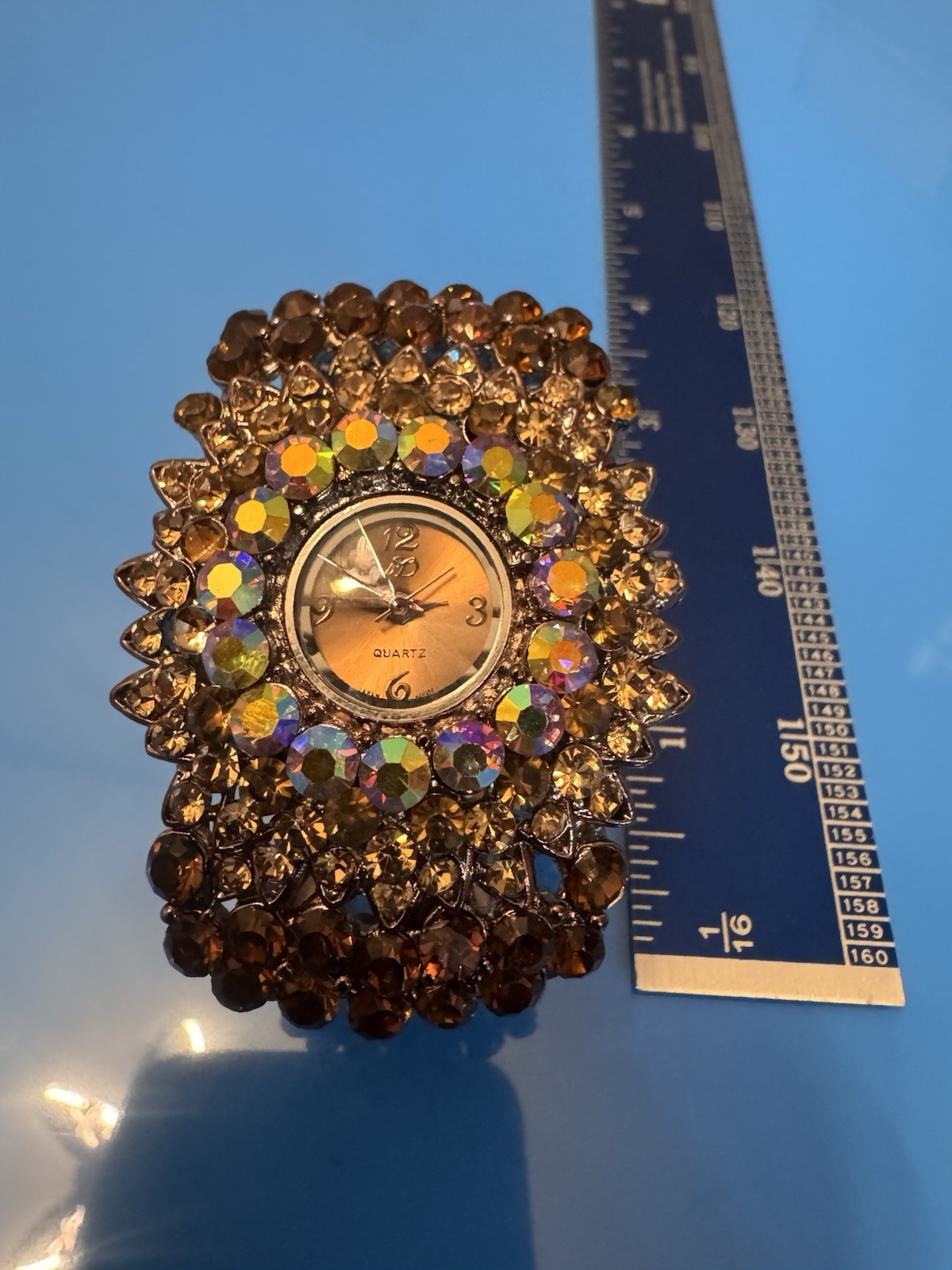 Women’s Quartz Dress Watch Brown Rhinestone Bangle Analog Arabic 12-Hour Dial