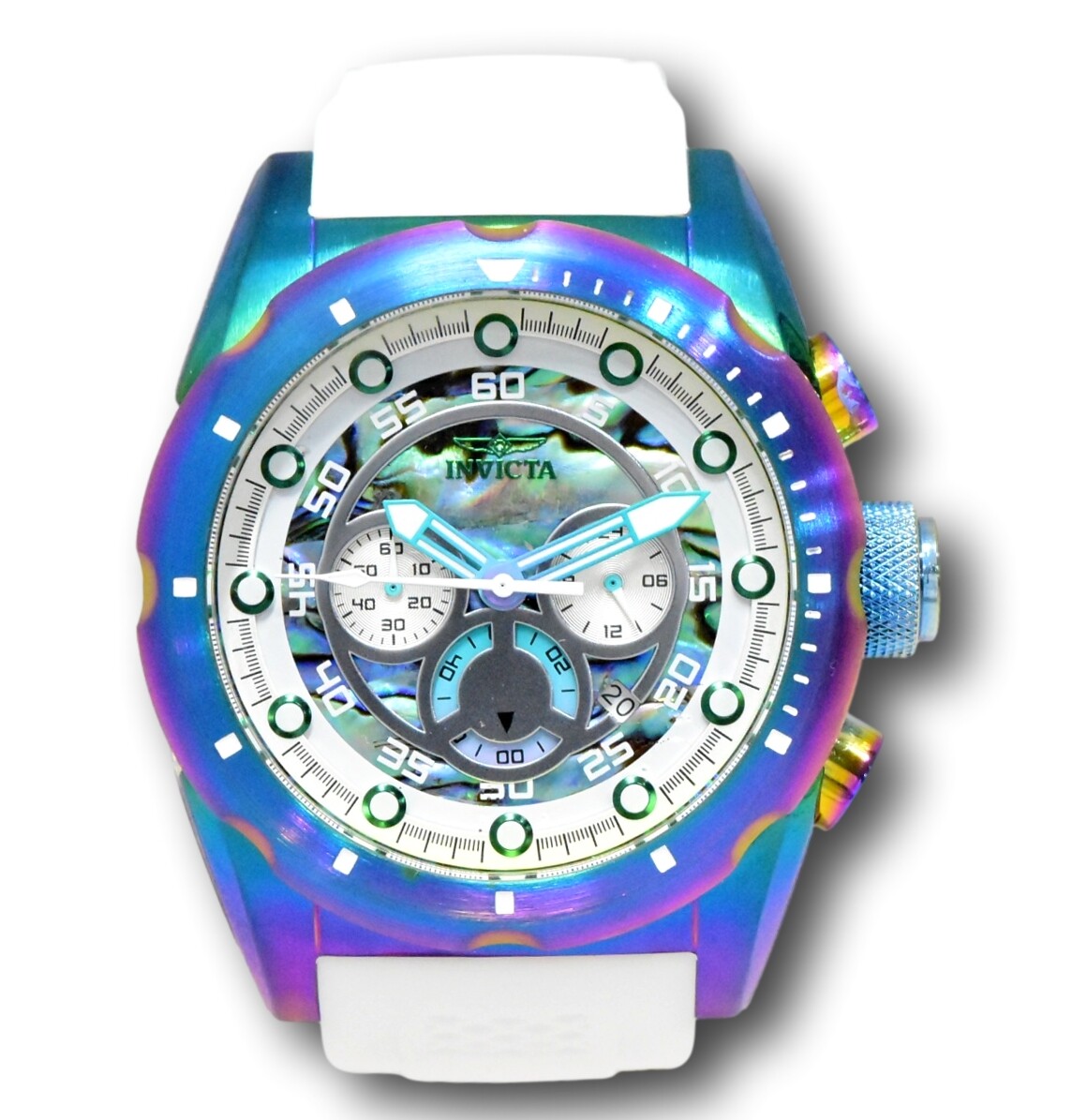 Invicta Speedway Rainbow Iridescent Men’s 50mm Abalone Dial Chrono Watch 41561