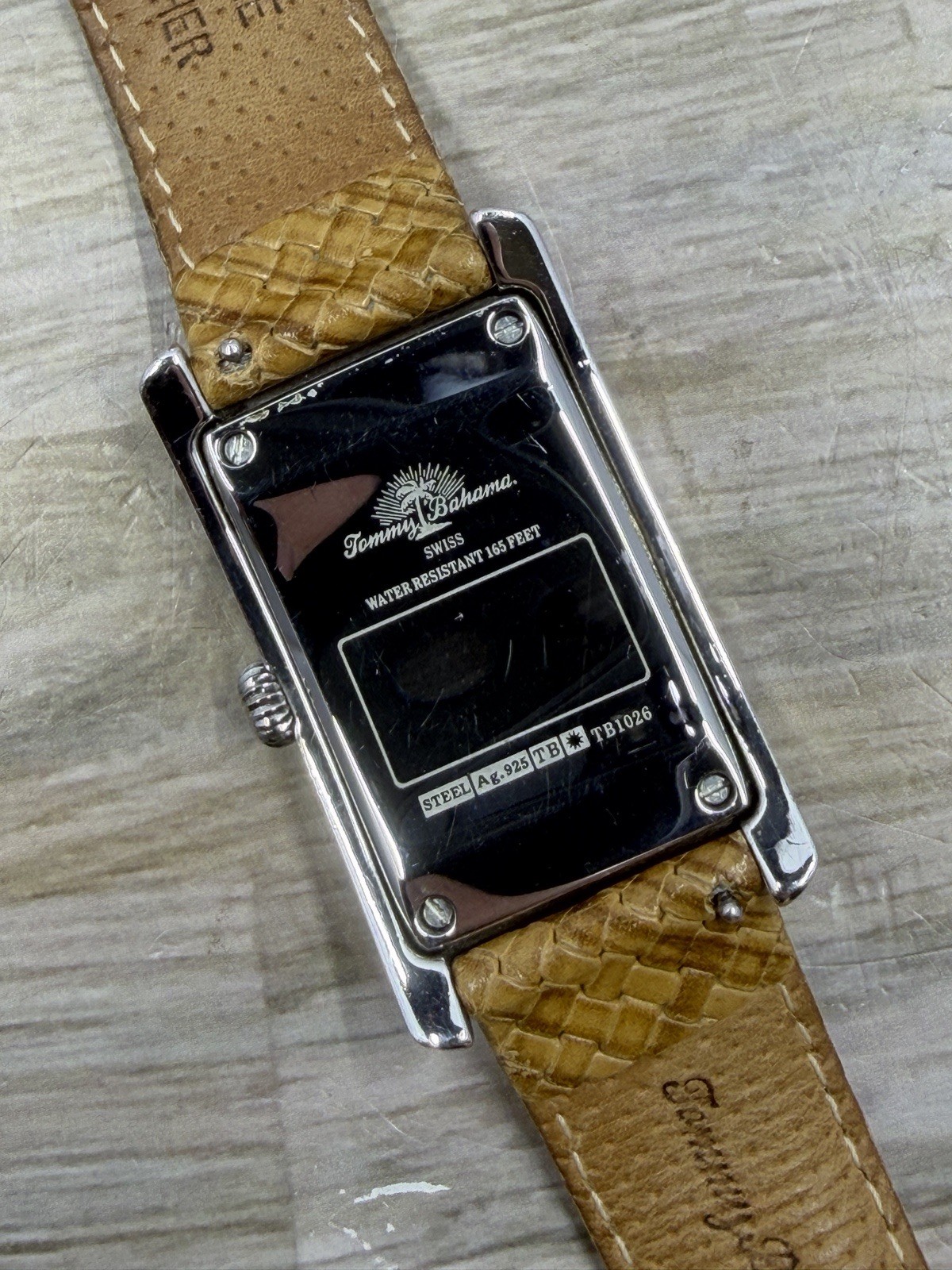 LUXURY TOMMY BAHAMA STERLING SILVER .925 Swiss Made Mens Tank Watch TB1026 Boxed