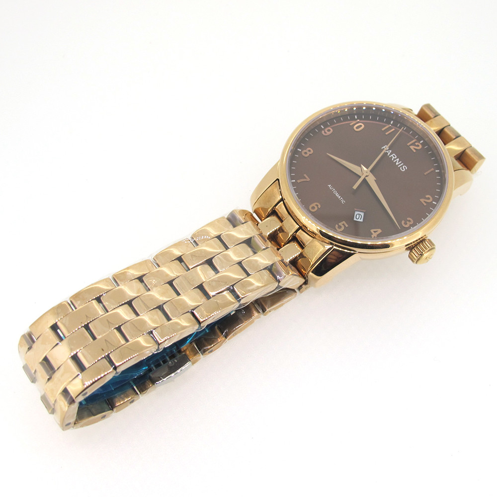 38mm Parnis Miyota Automatic Movement Men’s Luxury Watch Rose Glod Case Bracelet