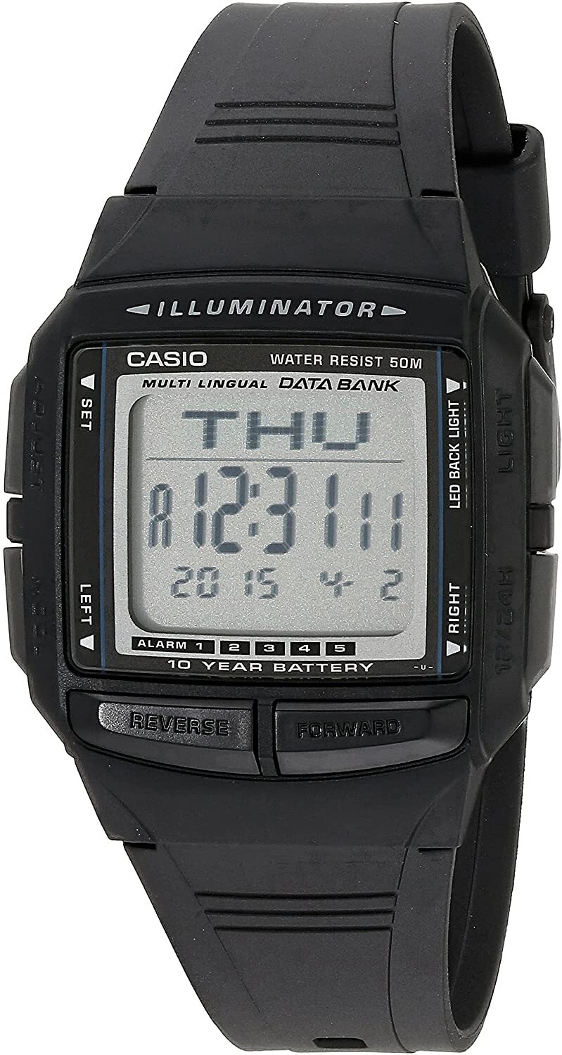 Casio Men’s DB36-1AVCR Multilingual Databank Digital Display Quartz Watch