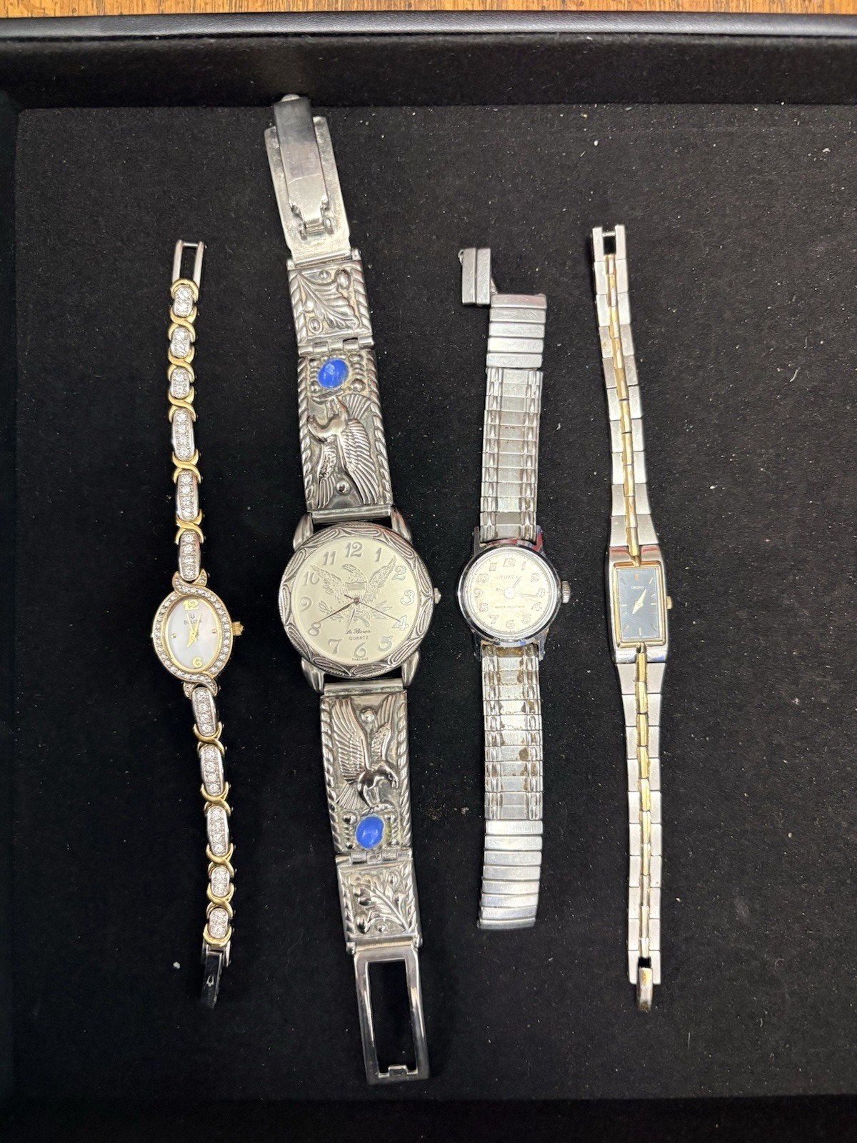 Vintage Watch Lot Bulova Seiko Timex Le Baron Eagle Turquoise Untested AS IS