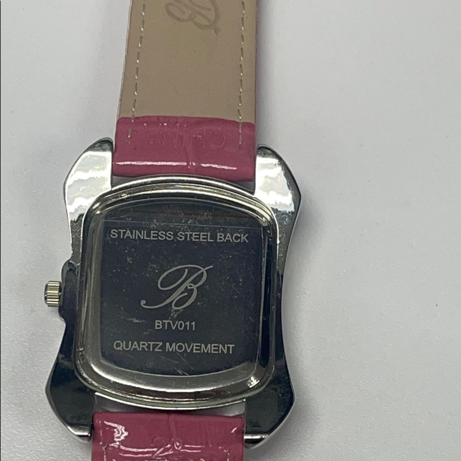 Burgi BTV011 Rhinestone SS Watch Pink Crocodile-Embossed Leather Strap