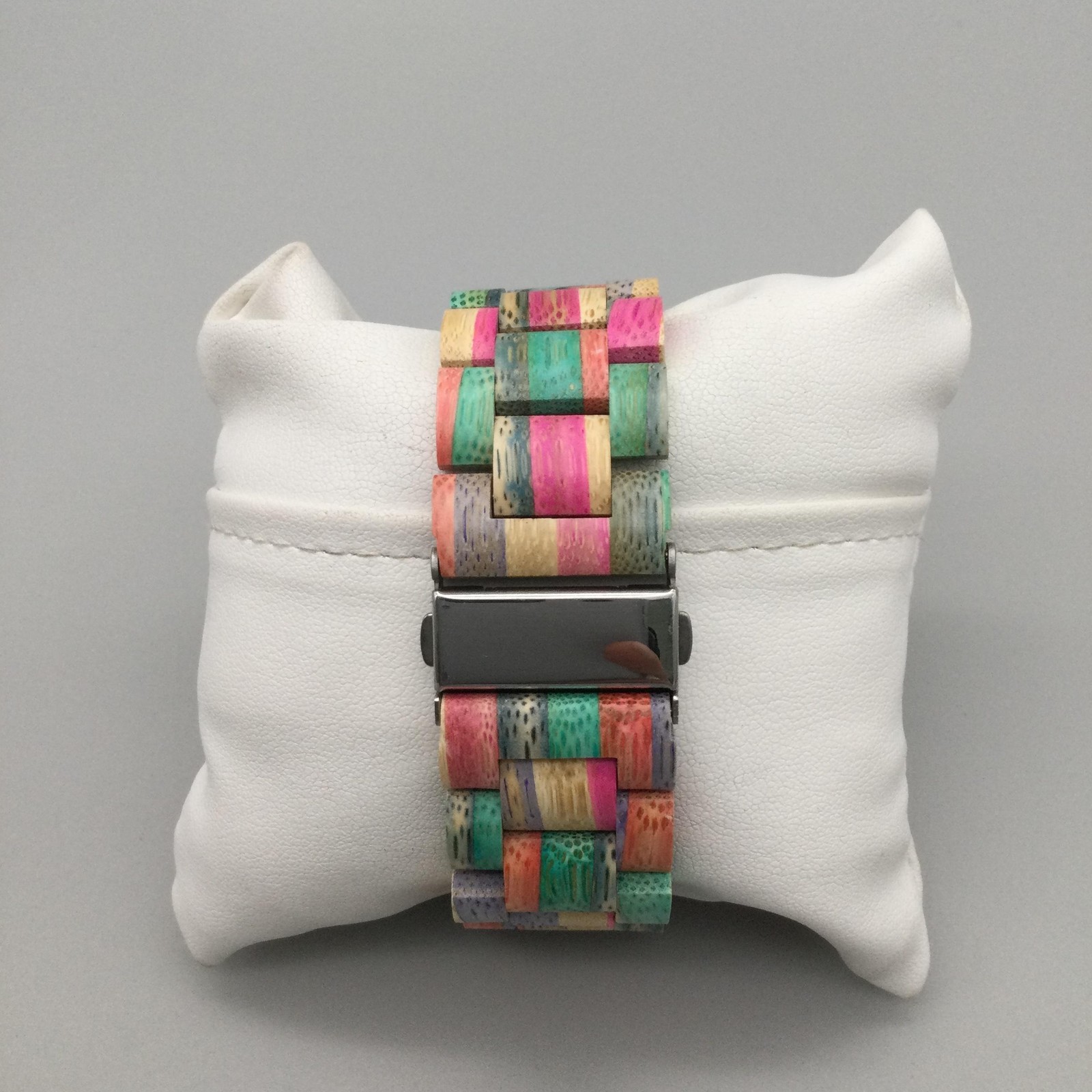 Mens Watch 47mm Multicolor Wood Case Bracelet Date Analog Wooden Dial 7.75″
