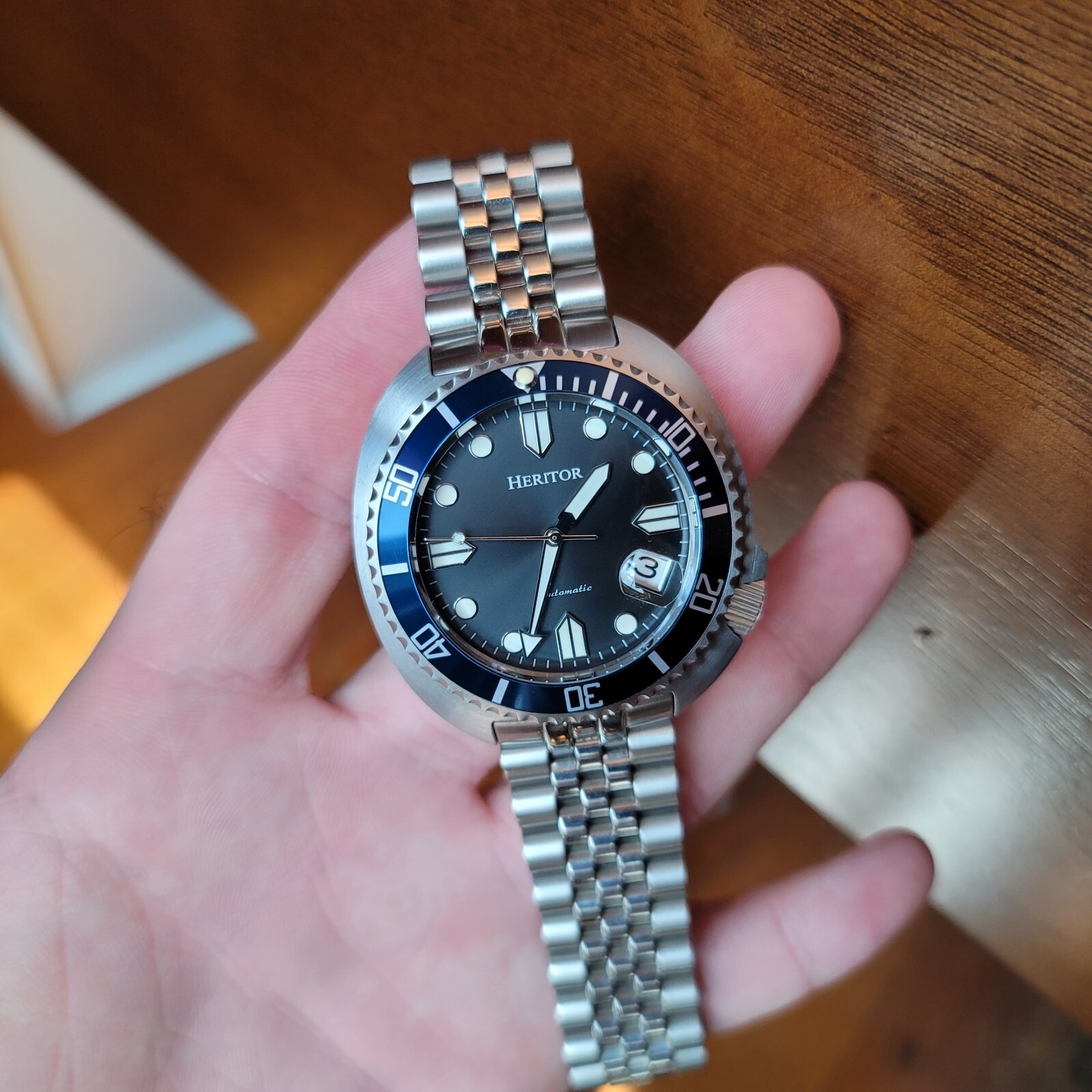 Heritor Automatic Morrison Bracelet Watch w/Date – Black-Gray/Blue – HERHR7612